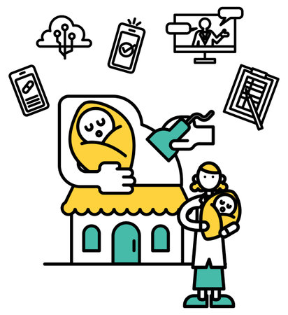 A simple line drawing illustration of obstetrics and gynecology.のイラスト素材