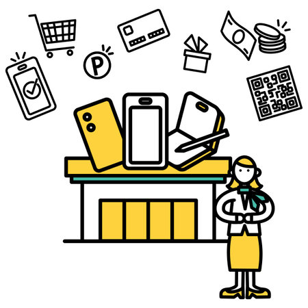A simple line drawing illustration of a mobile shop.のイラスト素材