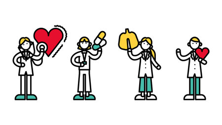 Simple line drawings of various hospital teachers (B).のイラスト素材