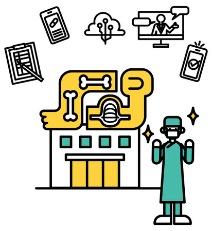 This is a simple line drawing illustration of orthopedic surgery.のイラスト素材