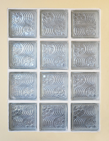 glass block arrange on the wallの写真素材