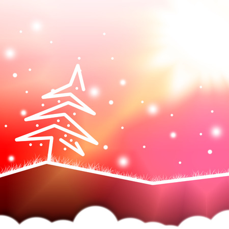 abstract christmas white tree,red backgroundの写真素材