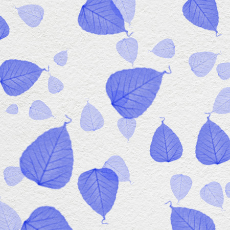 white wall texture with blue leaf paint,for backgroundの写真素材