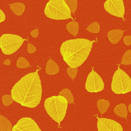 red wall texture with yellow leaf paint,for backgroundの写真素材