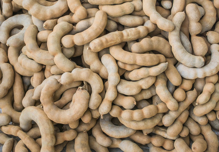 Pile of sweet tamarind in the marketの写真素材