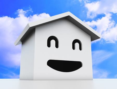 3d smile house modelwhite colorの写真素材