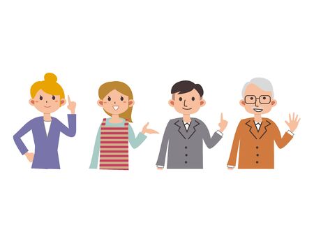 Fingering illustrations of various peopleのイラスト素材