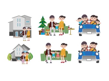 Family Life Illustration Setのイラスト素材