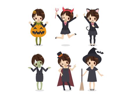 Women Halloween Cosplay Illustrationsのイラスト素材