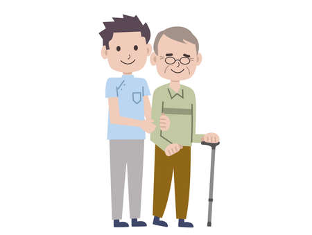 a care worker who cares for the elderlyのイラスト素材