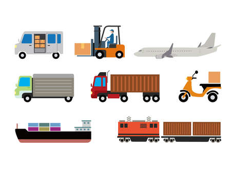 Delivery and logistics illustration setのイラスト素材