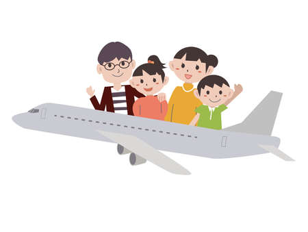 Family Travel Airplaneのイラスト素材
