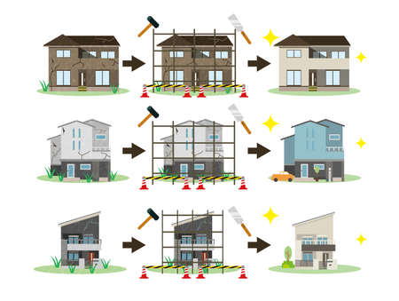 Houses rebuilt on whiteのイラスト素材