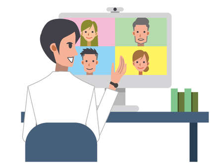 Telework PC Conversationのイラスト素材