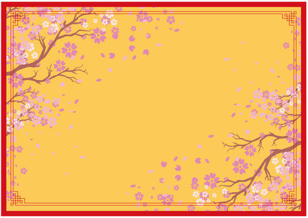 Chinese Frame Cherry Blossom Spring Backgroundのイラスト素材