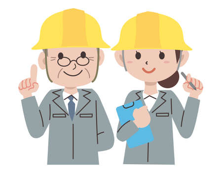 Work clothes worker men and womenのイラスト素材