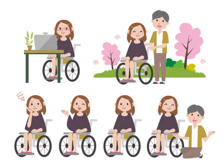 Wheelchair Life Coupleのイラスト素材