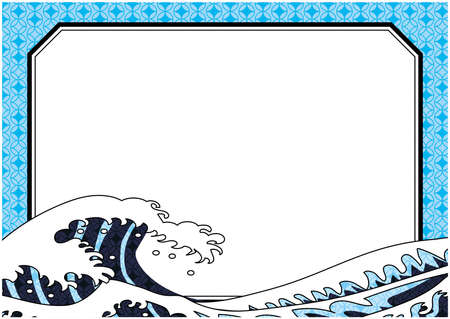 Ukiyo-e style Japanese style wave backgroundãのイラスト素材