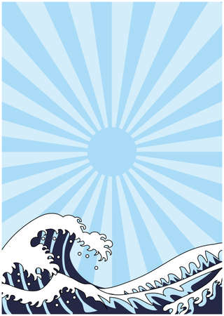 Ukiyo-e style Japanese style wave backgroundãのイラスト素材