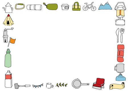 Camping Handwritten Illustrationのイラスト素材