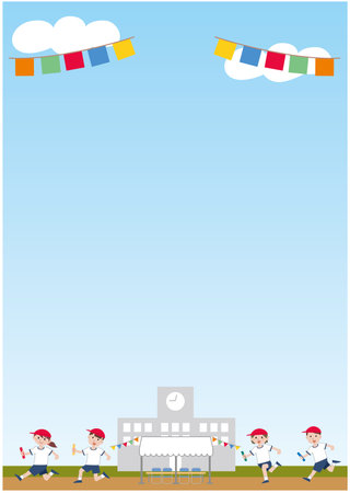 School Sports Day Sports Festival Setのイラスト素材