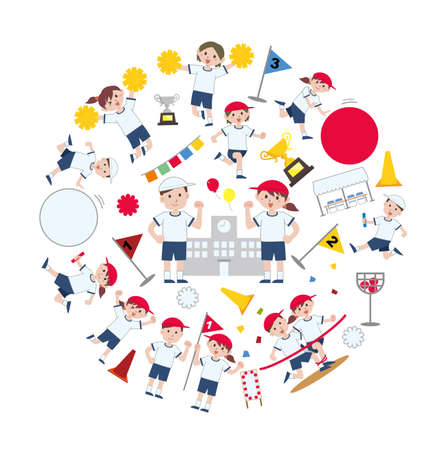 School Sports Day Sports Festival Setのイラスト素材