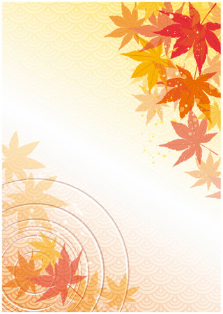 Autumn Japanese style autumn leaves backgroundのイラスト素材