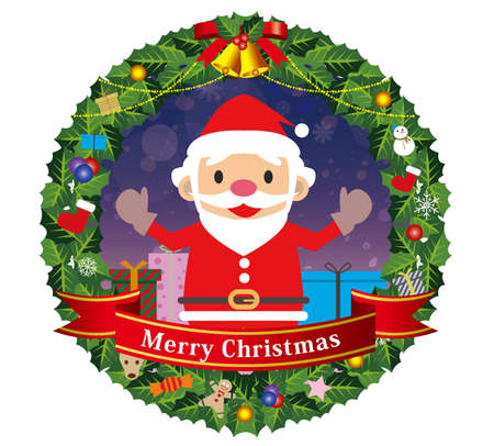 Merry Christmas wreathのイラスト素材