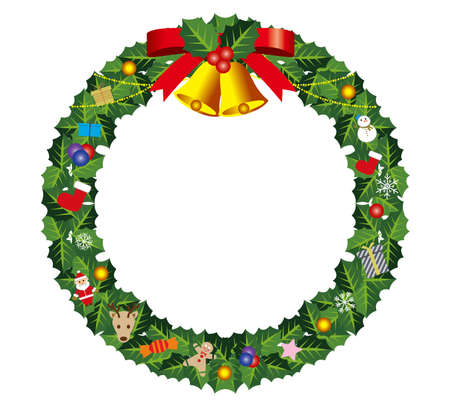 Merry Christmas wreathのイラスト素材