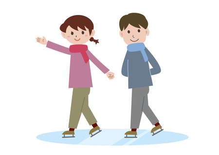 Winter Skating Familyのイラスト素材