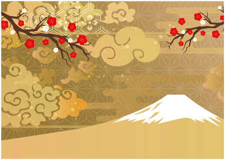 New Year's Day Japanese Style Mt. Fuji Backgroundのイラスト素材