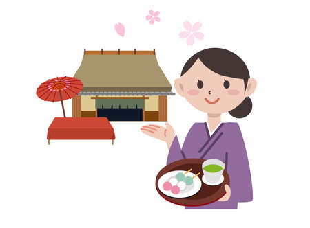 Spring Cherry Blossom Viewing Chayaのイラスト素材