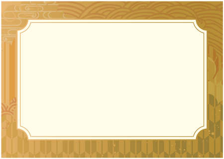 Japanese pattern retro Japanese style frame frame backgroundのイラスト素材