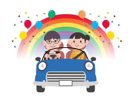 Car Family Driveのイラスト素材