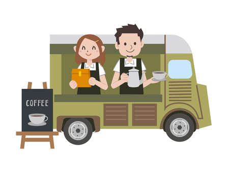 Mobile sales coffee shop Capacityのイラスト素材