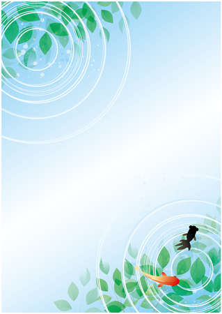 Summer goldfish water backgroundのイラスト素材