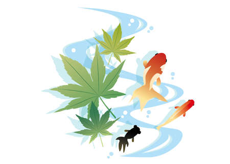 Summer Goldfish River Backgroundのイラスト素材
