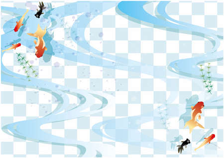 Summer Goldfish River Backgroundのイラスト素材