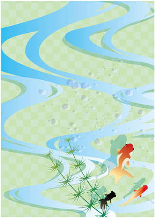 Summer Goldfish River Backgroundのイラスト素材