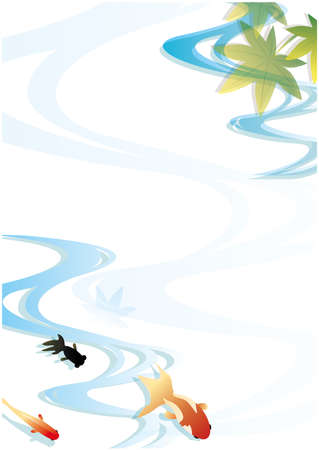 Summer Goldfish River Backgroundのイラスト素材