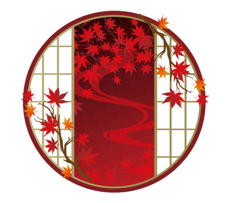 Japanese style background of autumn leavesのイラスト素材
