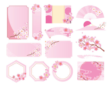 Cherry blossom spring petal frame frameのイラスト素材