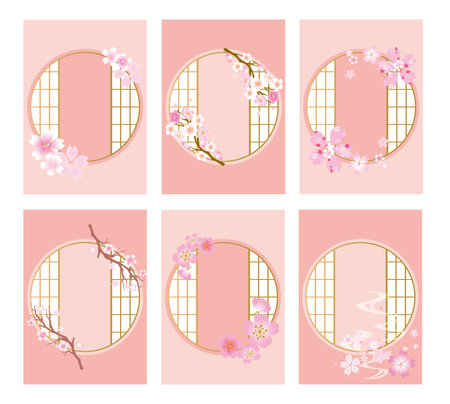 Spring Cherry Blossom Frame Frame Backgroundのイラスト素材