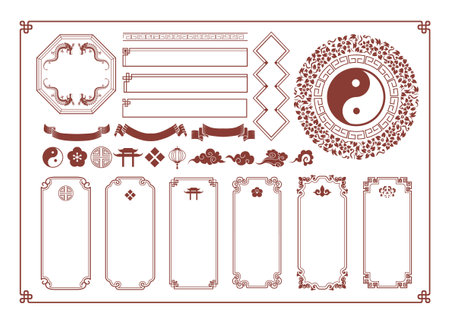 Chinese Style Frame Decorative Borders Setのイラスト素材