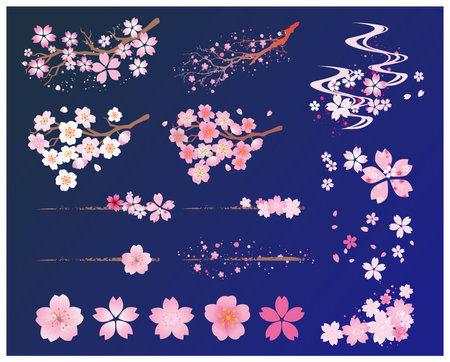 Spring cherry blossoms background landscapeのイラスト素材