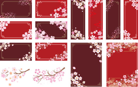 Spring cherry blossoms background landscapeのイラスト素材