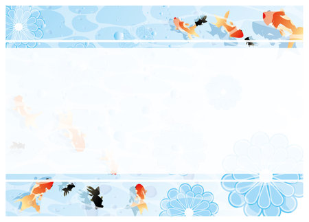 Cool Japanese style background in summer seasonのイラスト素材