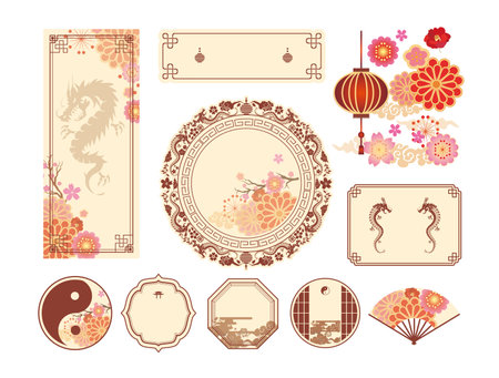 Gorgeous Chinese style background frame frame backgroundのイラスト素材