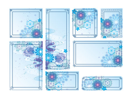 Chinese style frame frame background setのイラスト素材