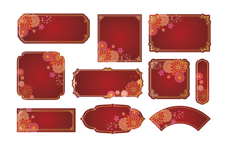 Chinese style frame frame background setのイラスト素材